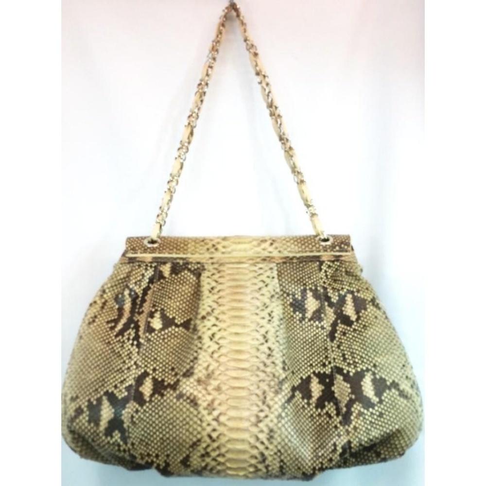 Ghibli Brown Genuine Python Large Shoulder Bag - image 3
